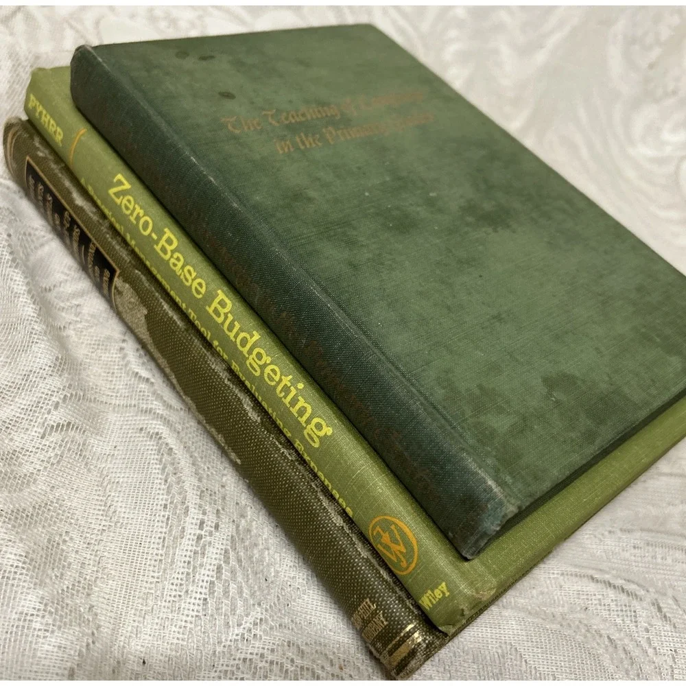 ANTIQUE BOOK Lot Of 3 Worn Display Staging Decor Shelf‎ Decorations, Educational
